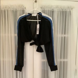 Crop mesh track jacket.